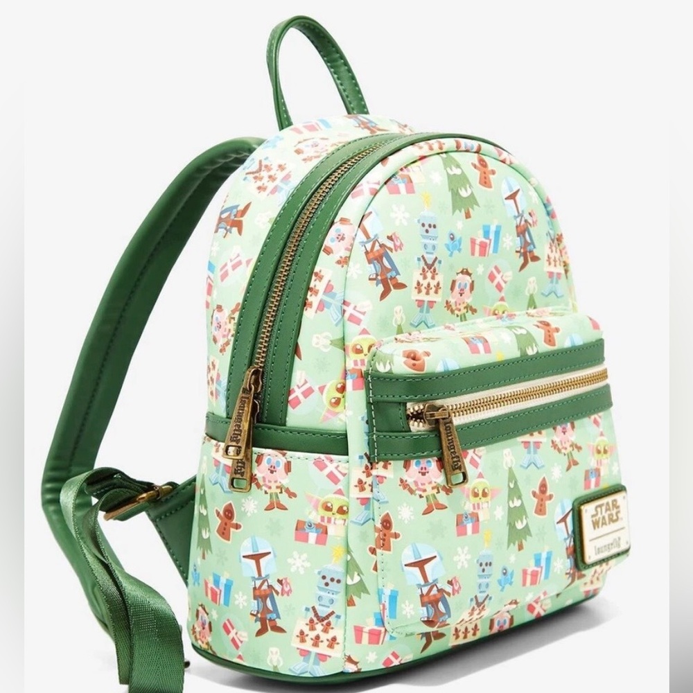 Loungefly x Disney Star Wars The Mandalorian Chibi Holidays Mini Backpack